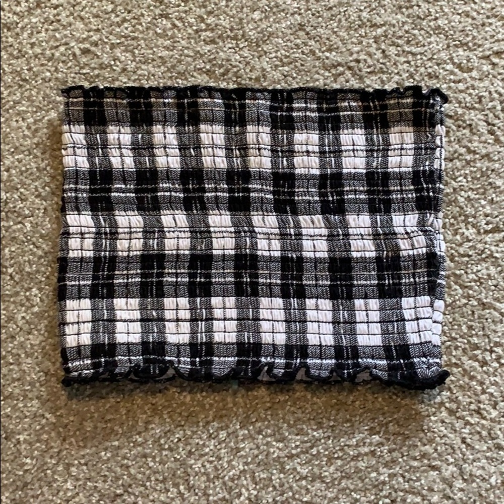 Black and White Plaid Tube Top